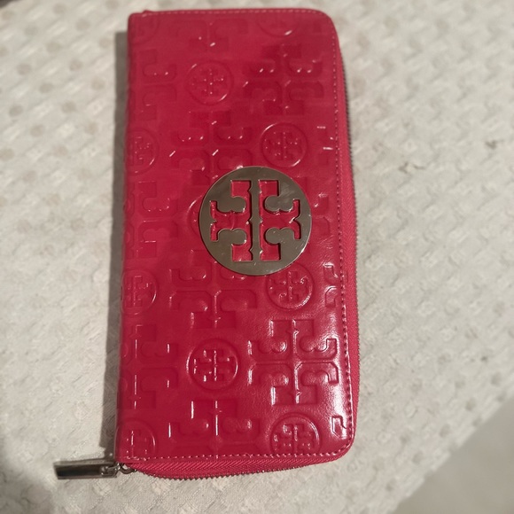 tory burch hot pink purse wallet zipped large monogram - Picture 8 of 9